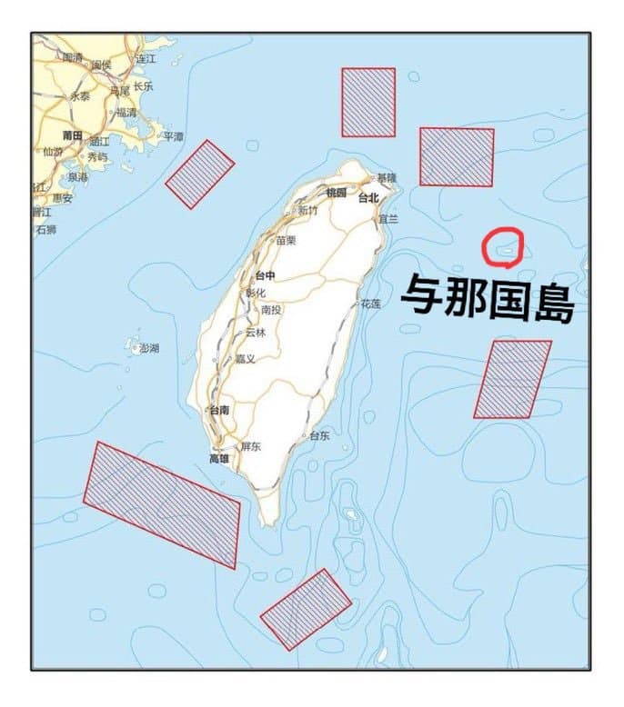 中共進行軍演，讓沖繩與那國島漁民相當緊張。（翻自推特）