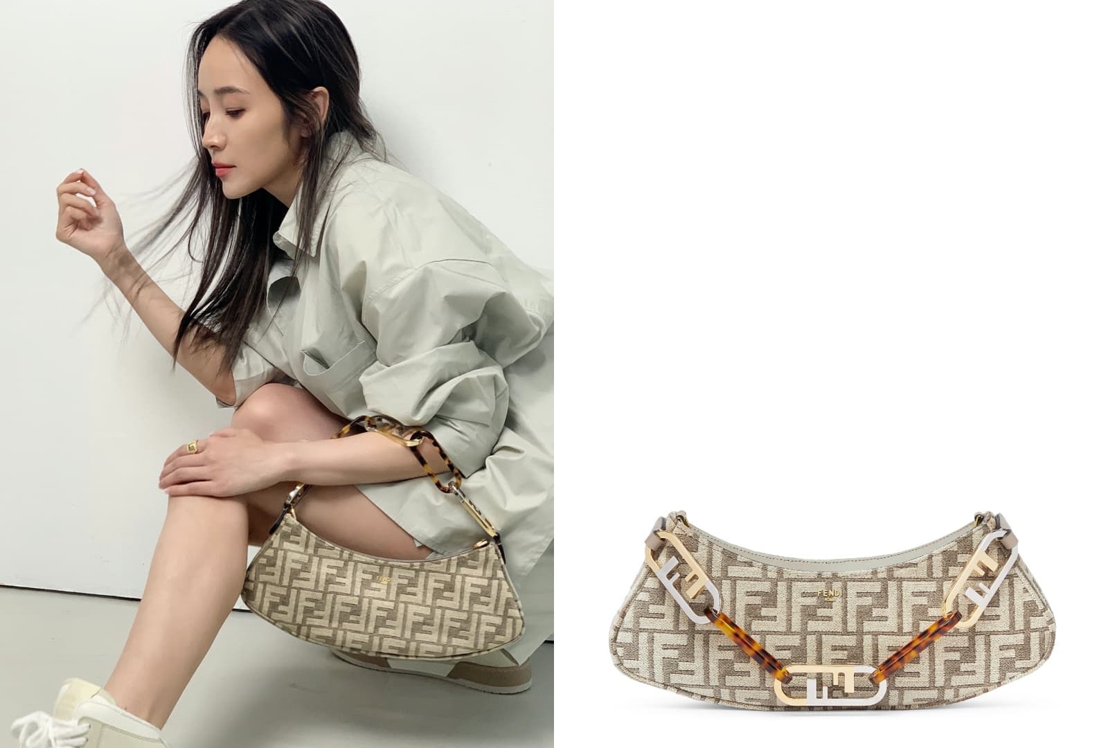 侯佩岑示範的FENDI FF LOGO O' Lock Swing。NT$76,000。(FENDI提供)