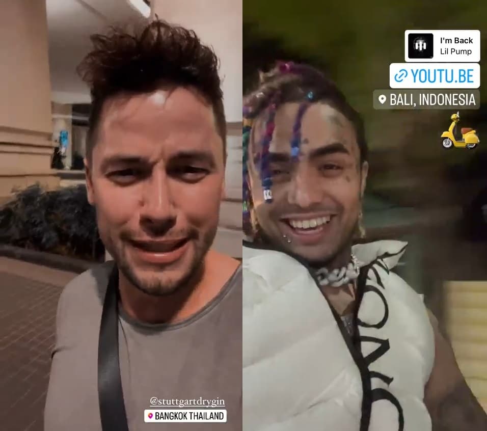 Lil Pump（右圖）昨晚人還在印尼峇里島打卡；Le Shuuk則是在泰國。（翻攝自Instagram）