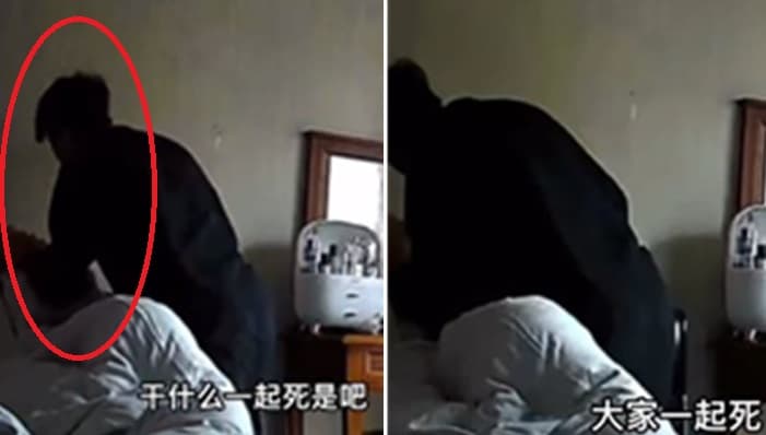 王東不僅狠踹在床上的妻子,甚至還掐她脖子,並狂吼「我弄死妳」。(翻攝Annepple微博)