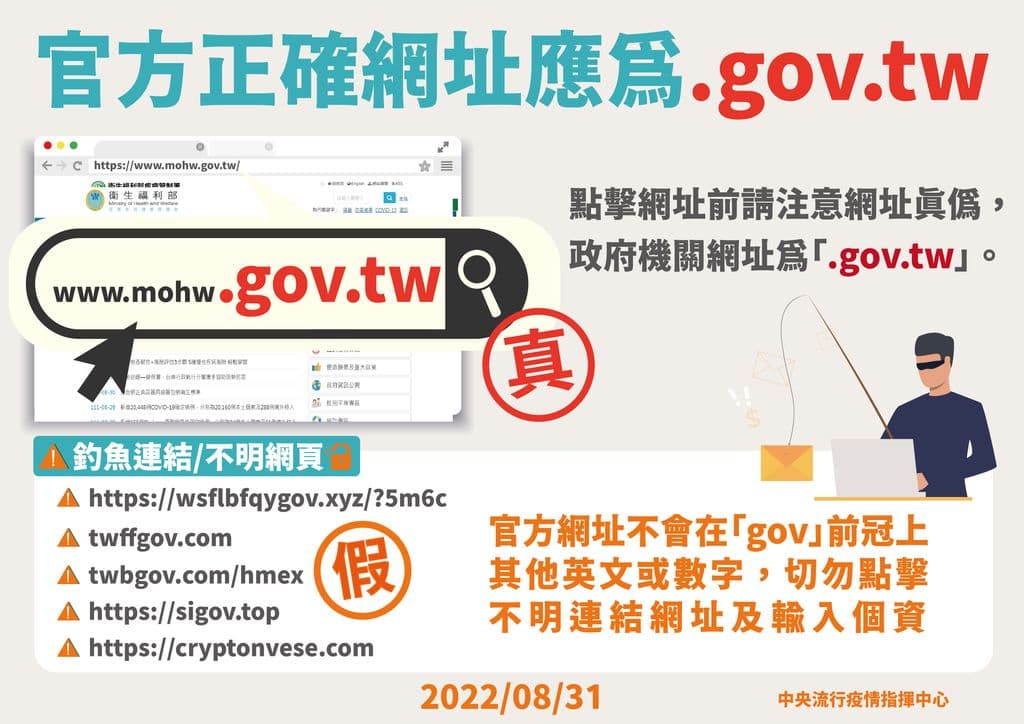 指揮中心說明官方正確網址。(指揮中心提供)