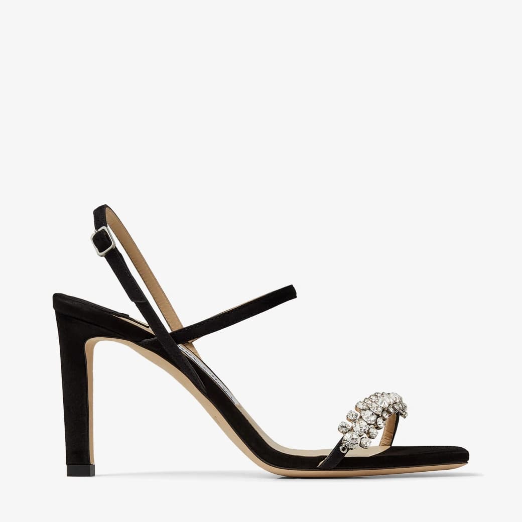 JIMMY CHOO MEIRA 85水晶裝飾高跟鞋款。NT$44,800（藍鐘提供）