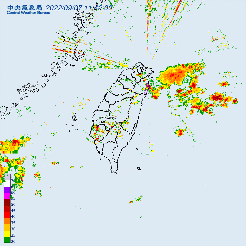 氣象局也對宜蘭縣發布大雷雨即時訊息。（中央氣象局提供）