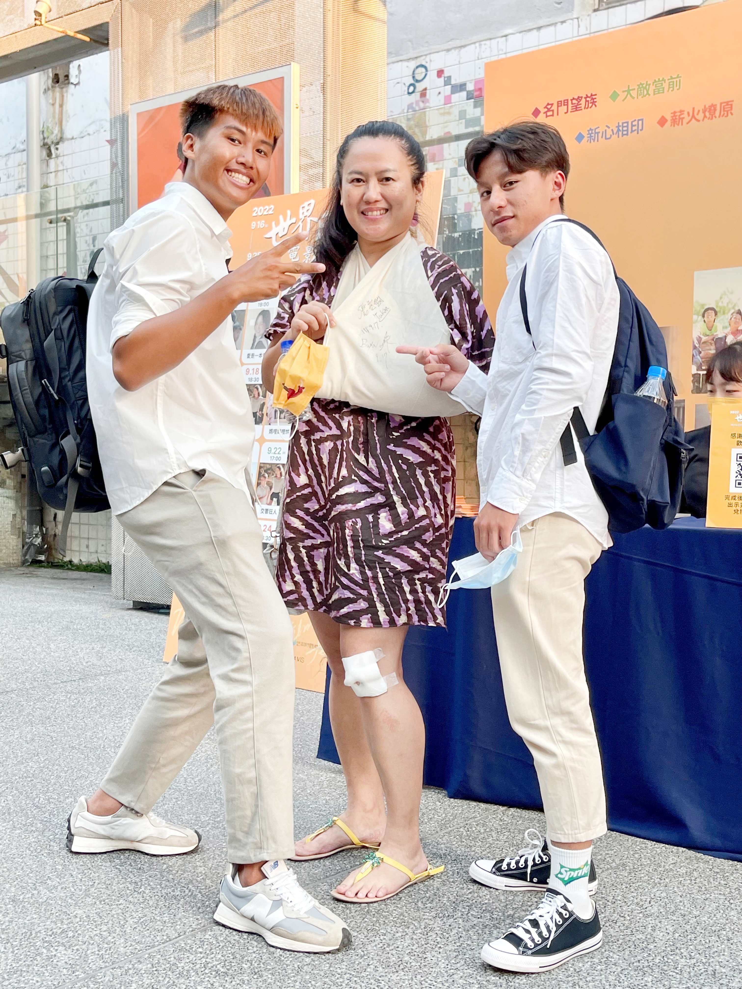 陳潔瑤導演率《哈勇家》演員張祖鈞(右)及《只要我長大》男主角陳宇出席映後座談。(海鵬提供)