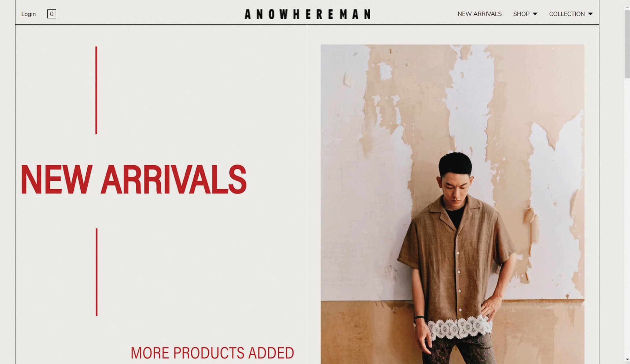 陳柏霖主理的潮牌服裝官網「ANOWHEREMAN」重新開張。（翻攝自ANOWHEREMAN官網）