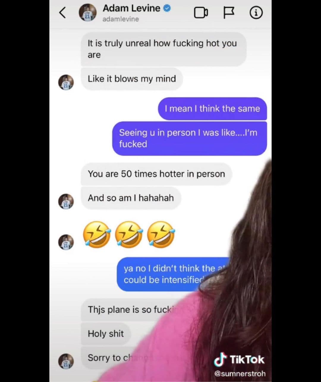 Summer曝光當時亞當李維與她關係不單純的證據。(翻攝自TikTok@summerstroh)