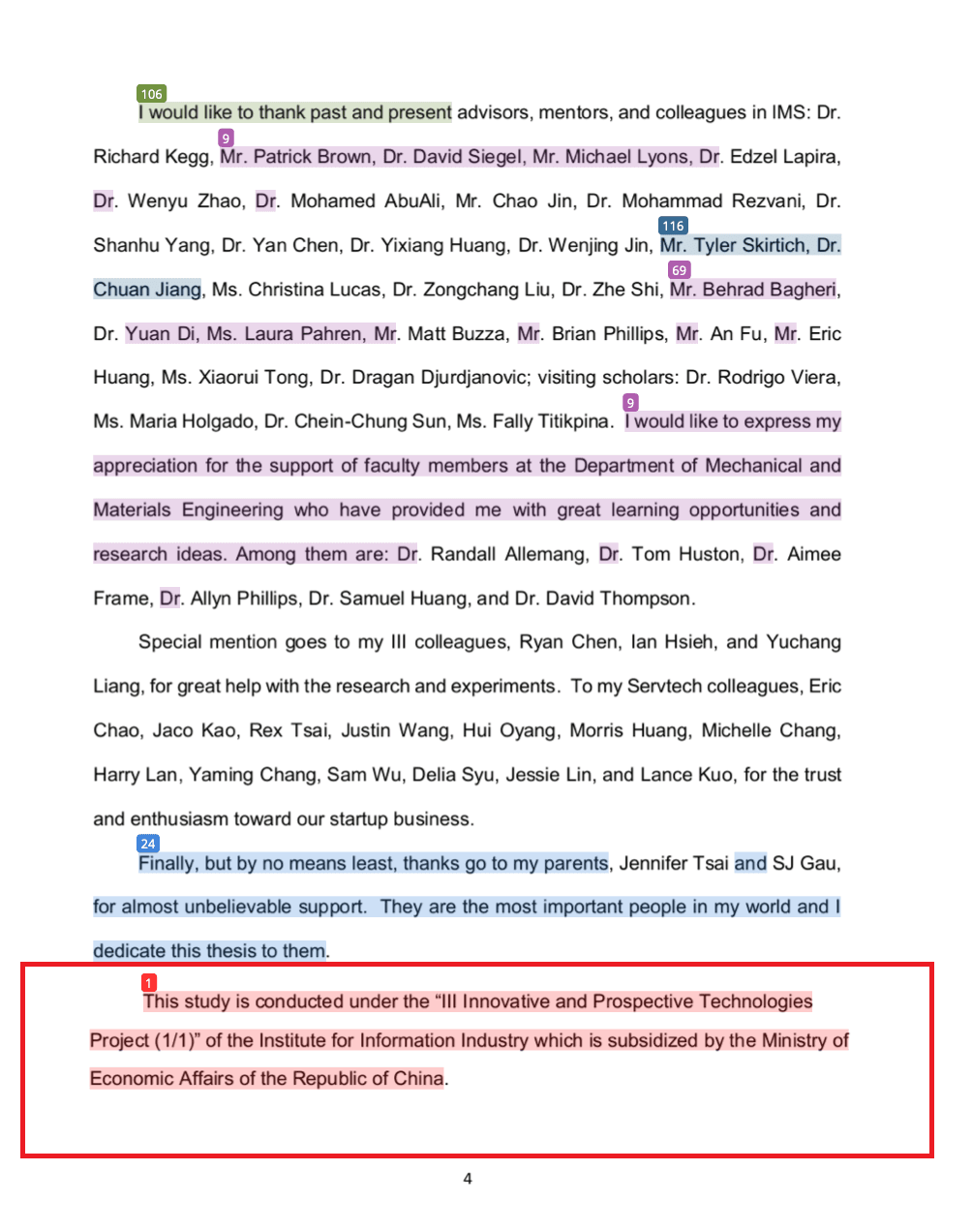 本刊取得今年8月下載的高虹安論文,當時謝詞的內容已被更動,並被補上「資策會補助計畫」等字眼。