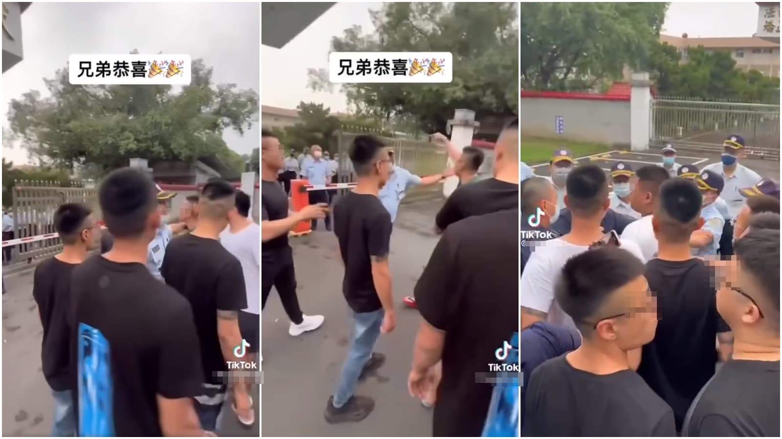 從曝光的影片可見,聚眾男子對獄方人員爆粗口。(翻攝自爆料公社)