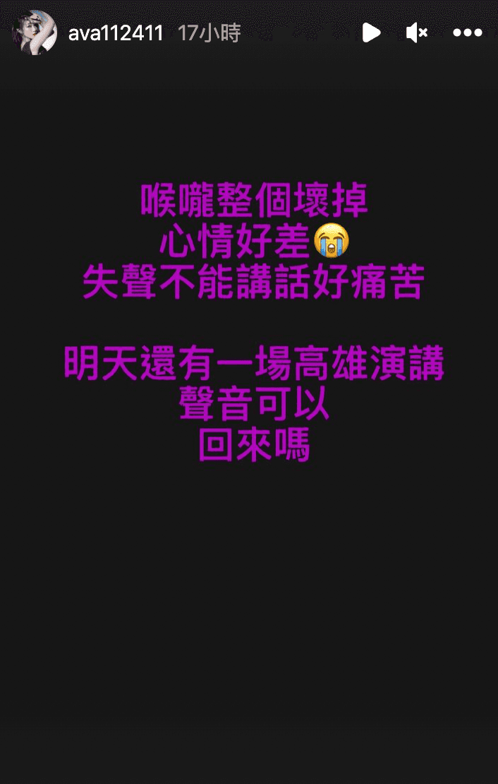 丫頭失聲無法說話,必須把工作排開讓她很崩潰。(翻攝自詹子晴IG)