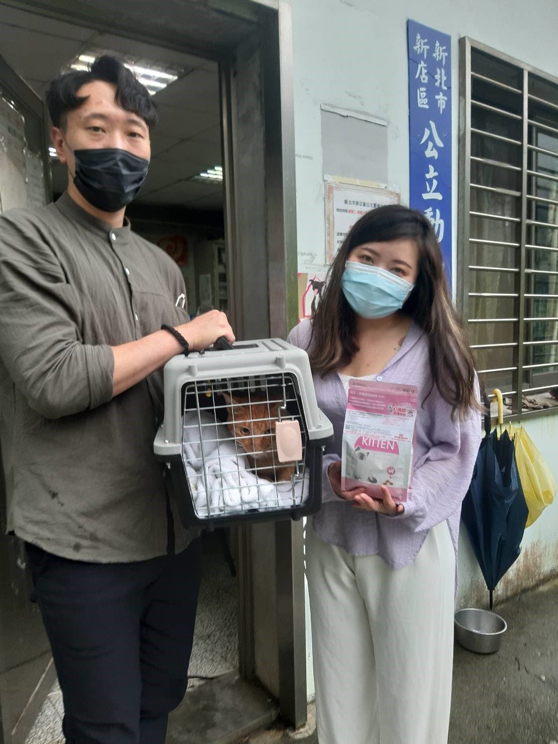 吳小姐在生日當天見到豆皮,互動10分鐘決定認養回家。(新北動保處提供)