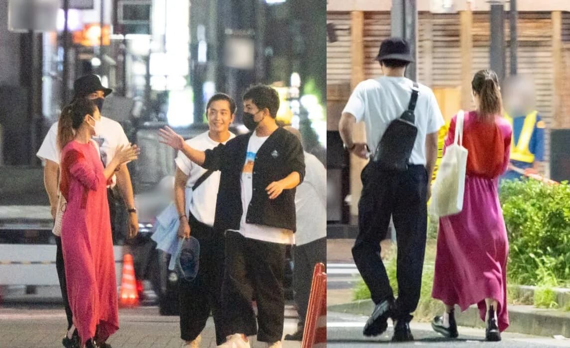 町田啓太與玄理本月中和朋友一起用餐後,再一同搭計程車返回住處。(翻攝自《女性SEVEN》)