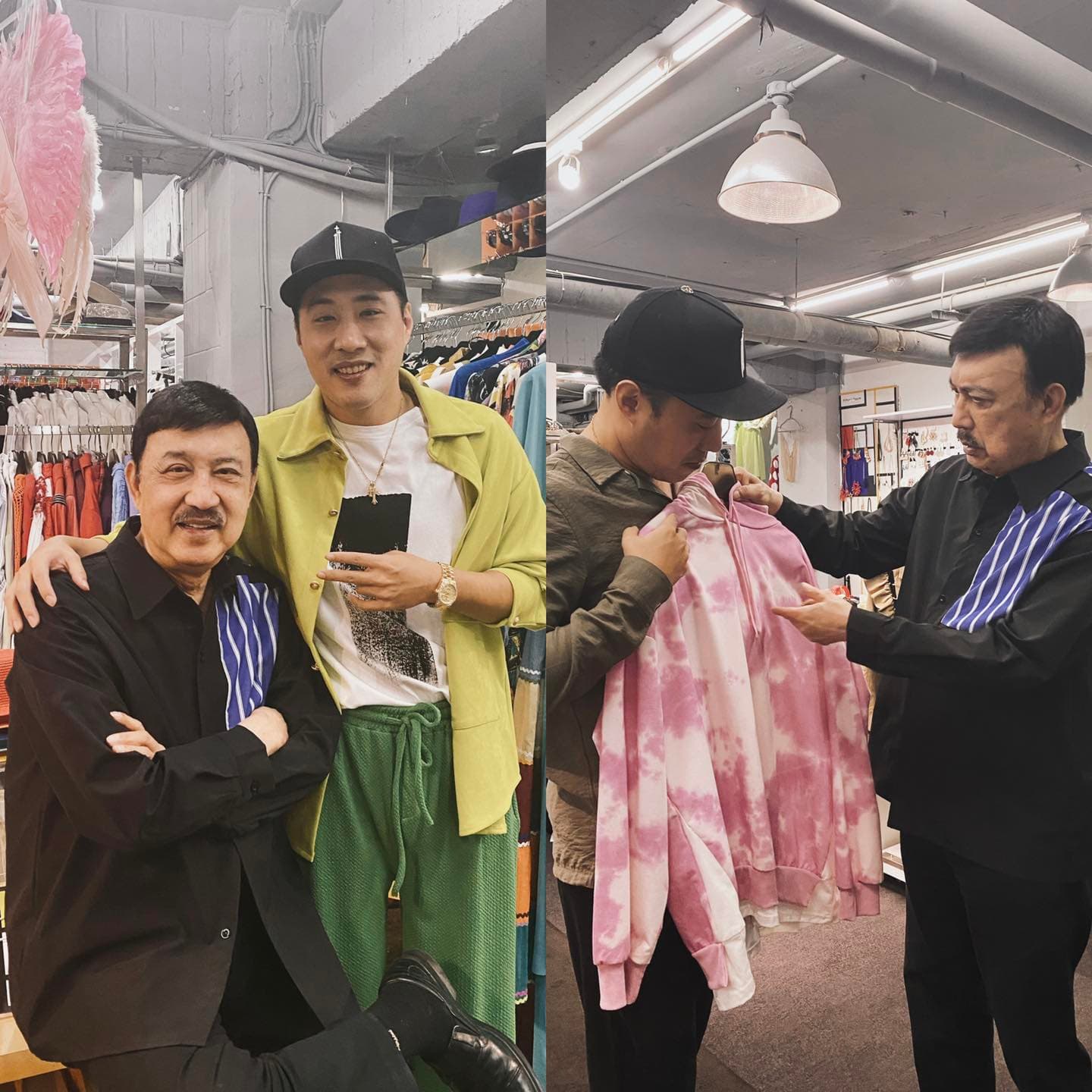 余天細心幫余祥銓挑衣服,氣色看起來不錯。(翻攝余祥銓臉書)