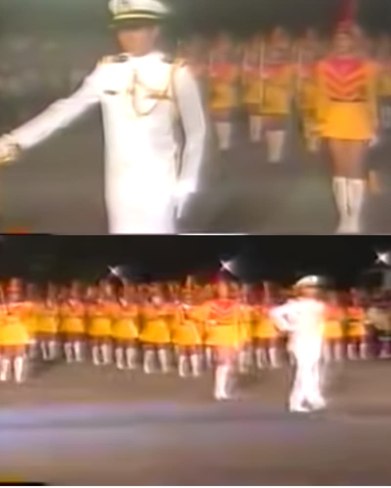 劉德華與景美女中樂儀旗隊一起表演，場面壯觀。（翻攝自YouTube）