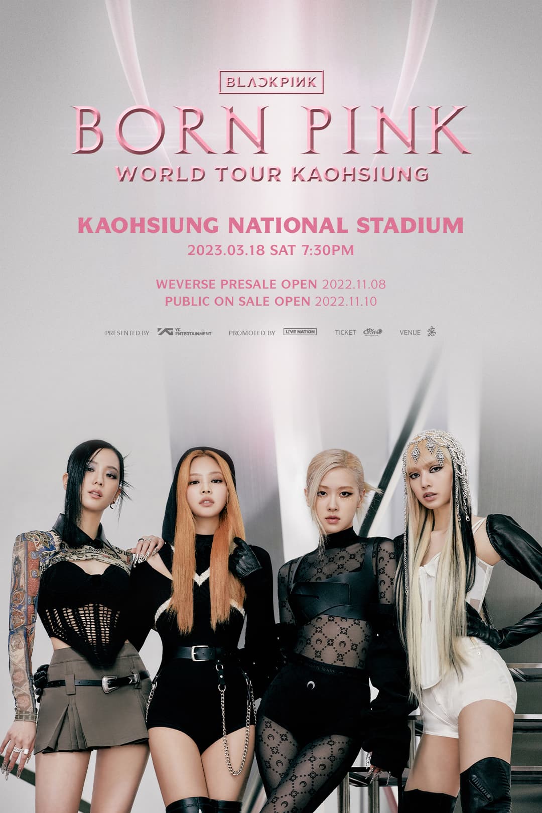BLACKPINK演唱會門票將於11月10日中午在拓元售票啟售。（LIVE NATION提供）