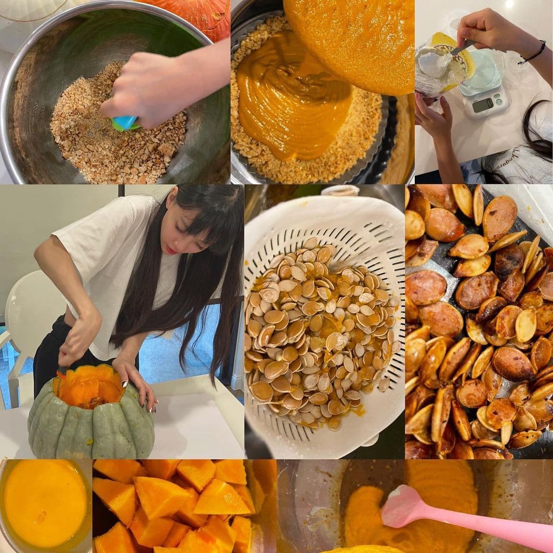 李靚蕾還自己製作南瓜燈與南瓜料理。(翻攝自李靚蕾IG)