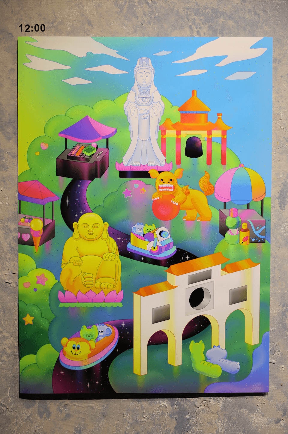 「山頂的嘰嘰喳喳 斜斜的基隆×斜斜的生活」其中一項作品《基隆山景圖》也在此展出。