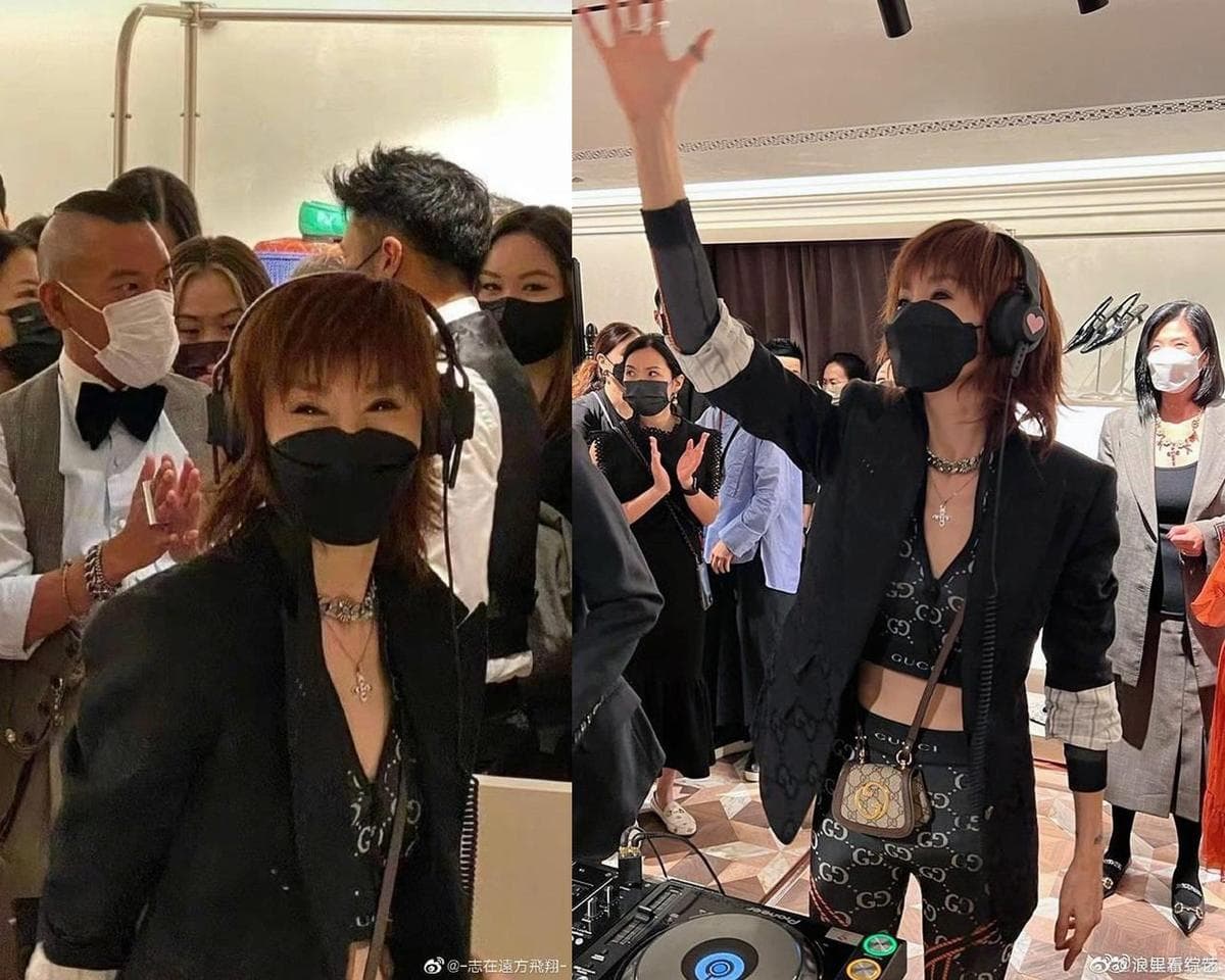 日前張曼玉還亮相時尚活動打碟,雖然很瘦,但精神絕佳。(微博圖片)