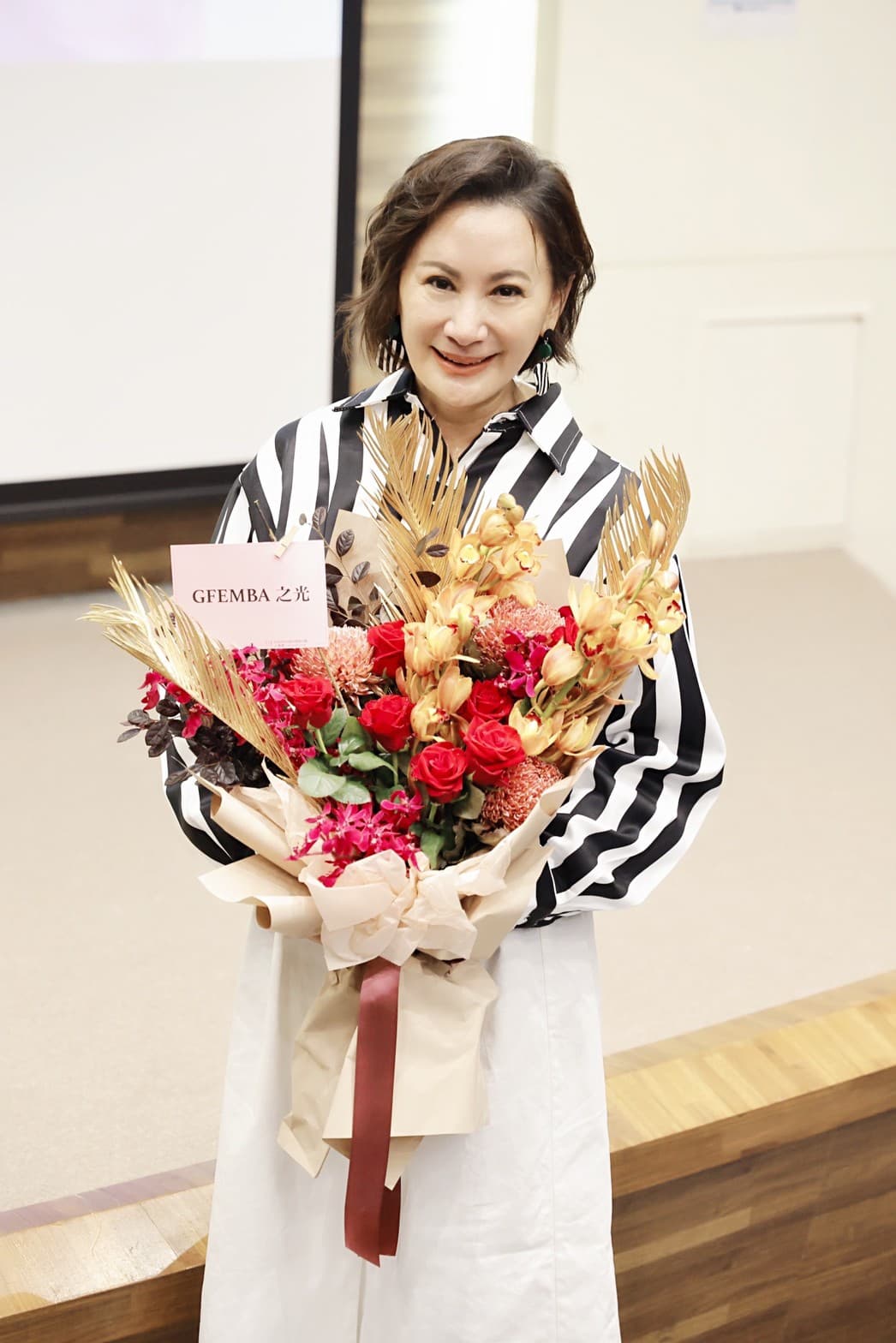 陳亞蘭日前回母校台師大演講。(欣湉國際提供)
