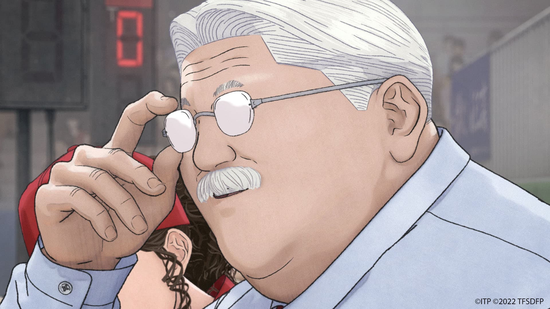 《灌籃高手The First Slam Dunk》吸引粉絲朝聖觀賞,圖為安西教練。(台北双喜電影提供)