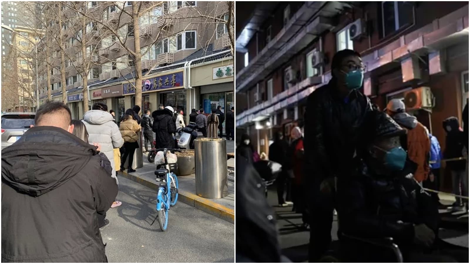 有北京網友透露，周遭親友陸續確診，藥局、醫院前都出現大排長龍。（翻攝自微博@京虎子、中國青年報）