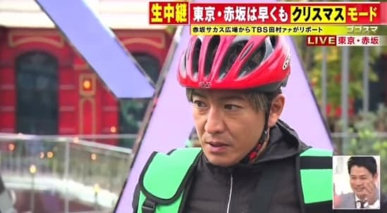 木村拓哉一本正經扮演外送員受訪。(翻攝自推特@Ssss6_0909)