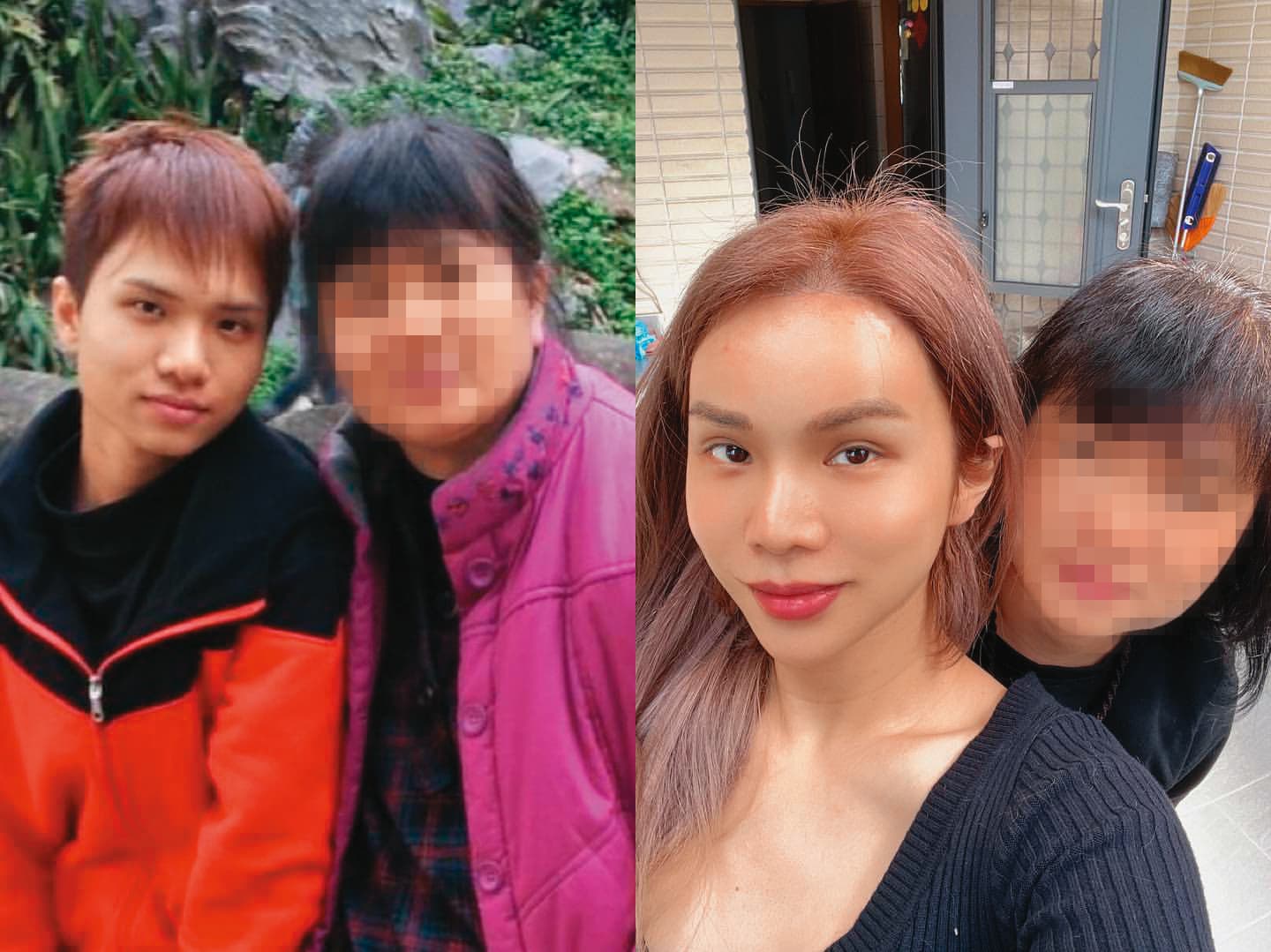 小A辣曾曬出10年前跟媽媽的合照(左圖)與現況(右圖),引起網路上一片討論。(翻攝自小A辣IG)