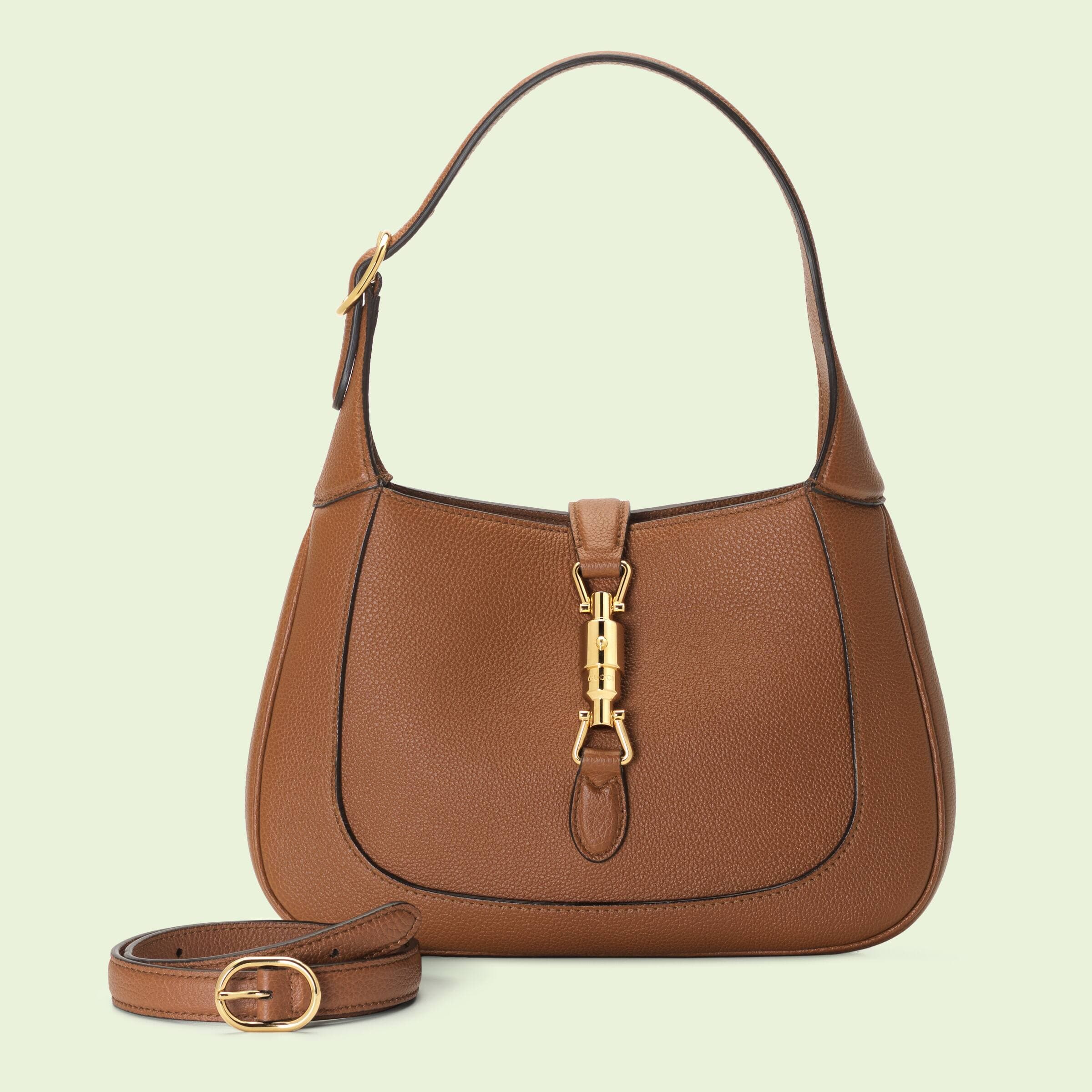 JACKIE 1961棕色皮革小型肩背包。NT$111,200(GUCCI提供)