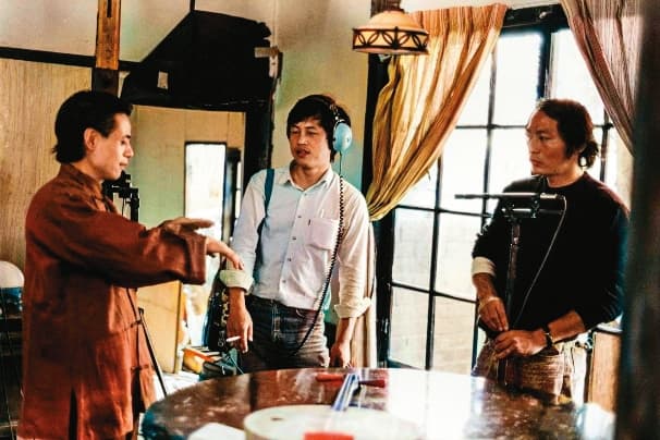 演員蔡振南(左起)與負責同步錄音的錄音師杜篤之、楊靜安。(牽猴子提供)