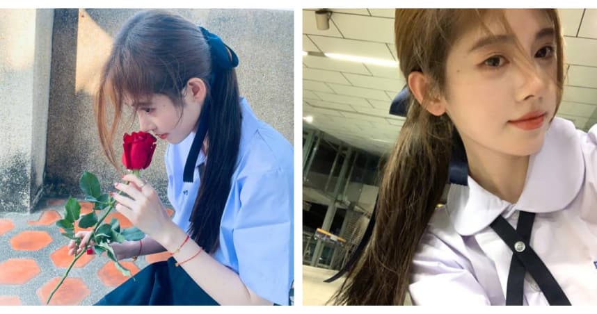 近日赴泰國旅遊的鞠婧禕,也在社群網站貼出她穿著泰國校服,在曼谷CentralWorld尚泰購物中心逛街的自拍照。(翻攝自微博)