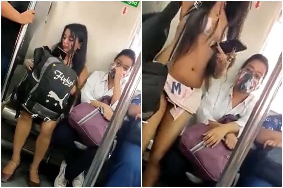 印度女子恰娜娜(Rhythm Chanana)因穿著尺度過大,遭地鐵公司警告。(翻攝自推特)