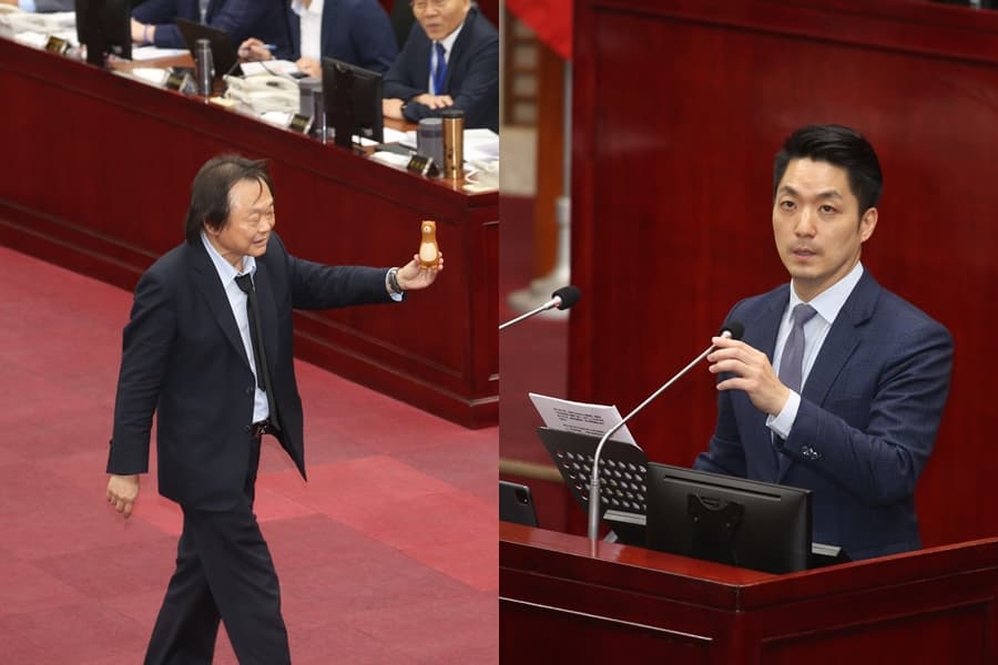 曾多次表示要當「蔣師」的王世堅(左),今日再度送禮給蔣萬安(右)。