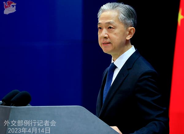 汪文斌於中國外交部例行記者會回應德國外長相關問題。(翻攝自中國外交部官網)