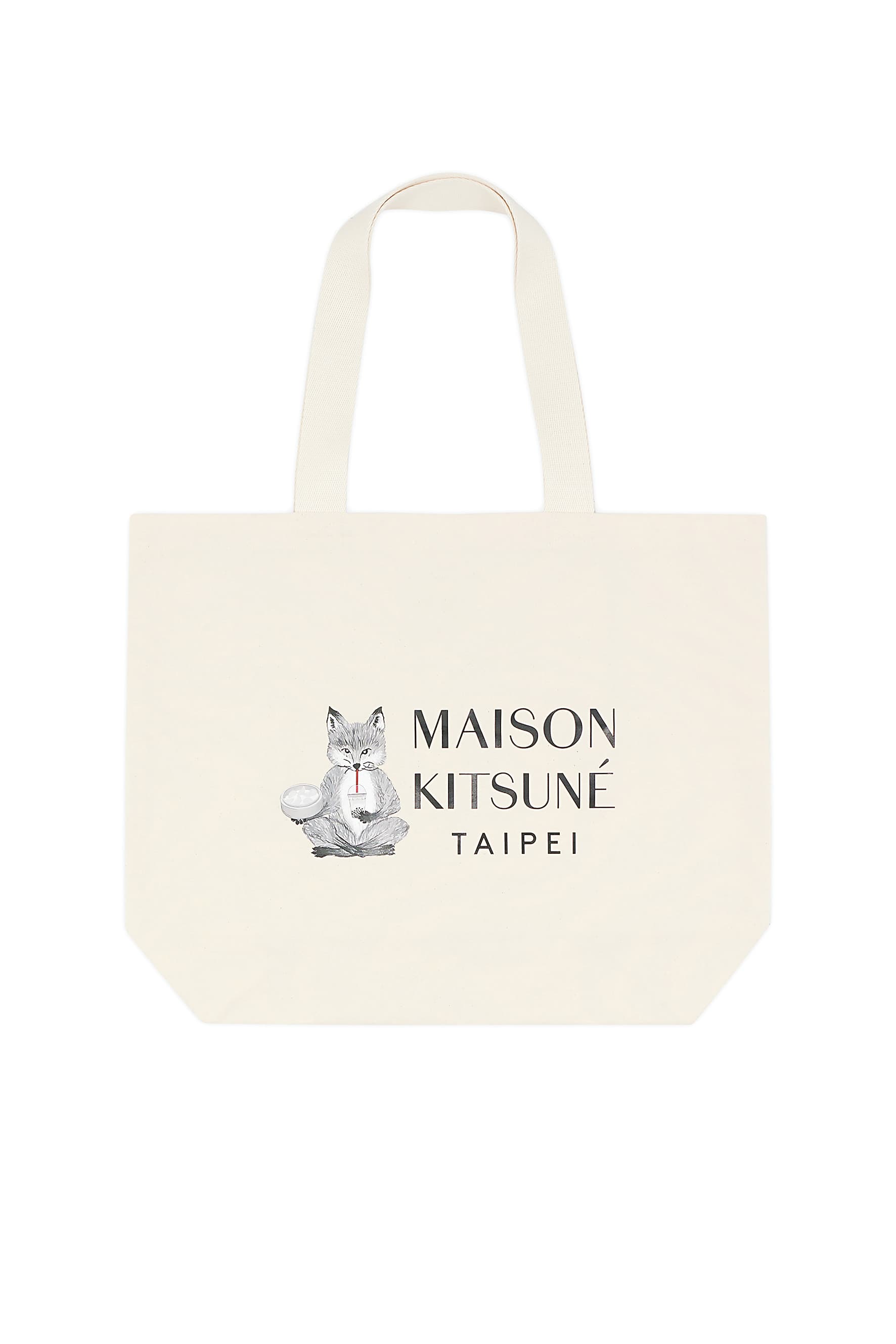 開幕台北限定白色托特包 NT$2,500(Maison Kitsuné提供)