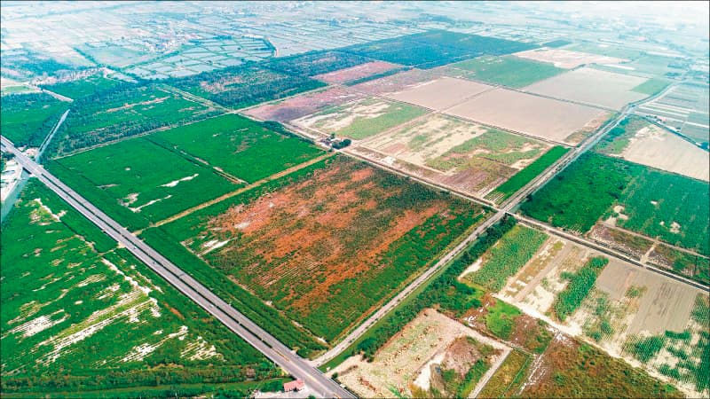 不肖光電業者以農業設施名義申請興建溫室,再裝置屋頂光電,但溫室內卻無農作物,導致良田不再耕作,形成種電巧門。(台南市政府提供)