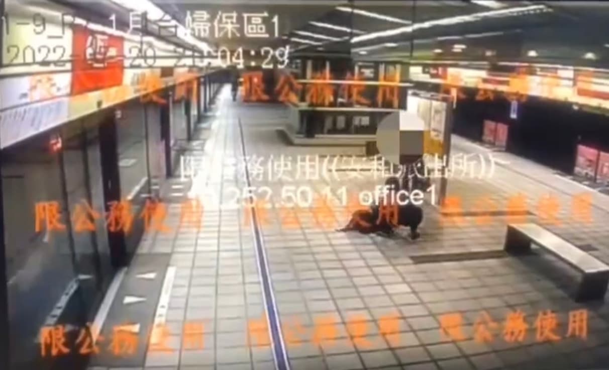 許男將日籍B女壓在地上抓揉胸部，一旁民眾上前制止也被無視。（翻攝畫面）