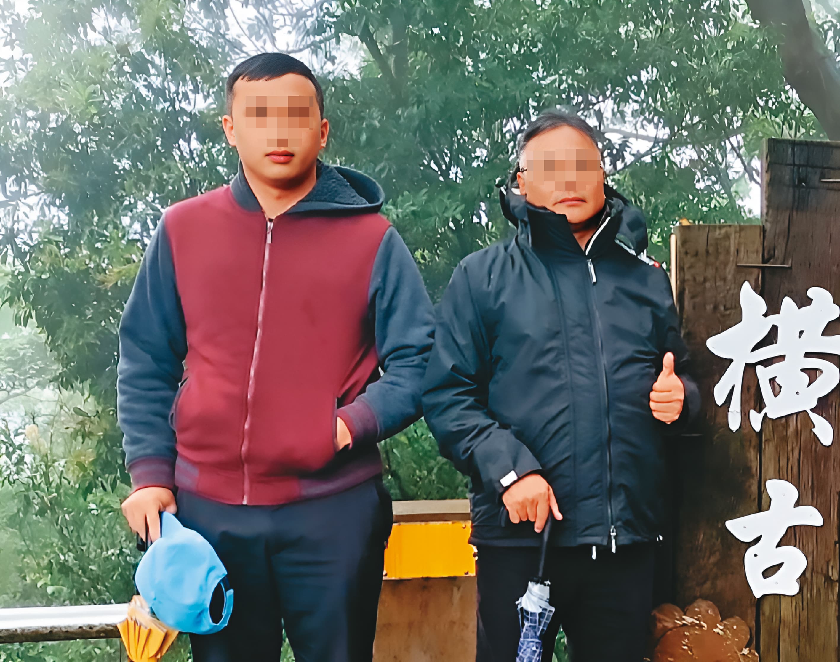 夏姓地政士(右)及兒子(左)被檢方列為關係人、嫌疑人,接受調查。(翻攝畫面)