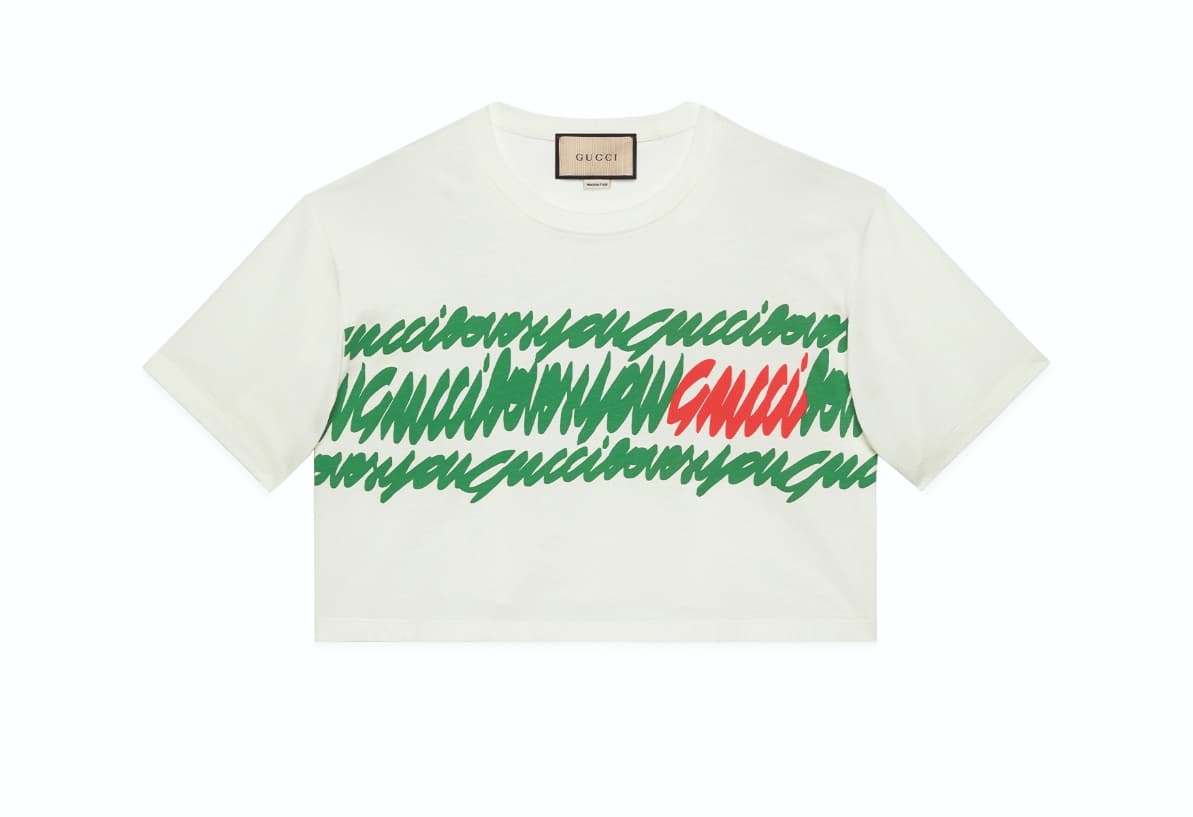 白色草寫 logo T。NT$16,400(GUCCI提供)