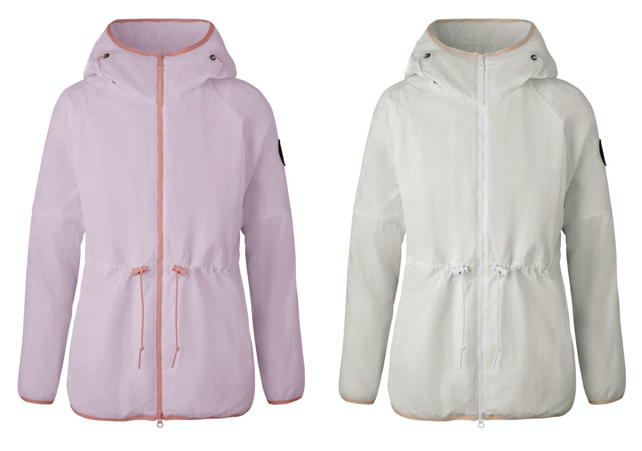 Lundell Wind Jacket 防風夾克,日落粉(左)、極白色(右);各NT$18,700。(CANADA GOOSE提供)