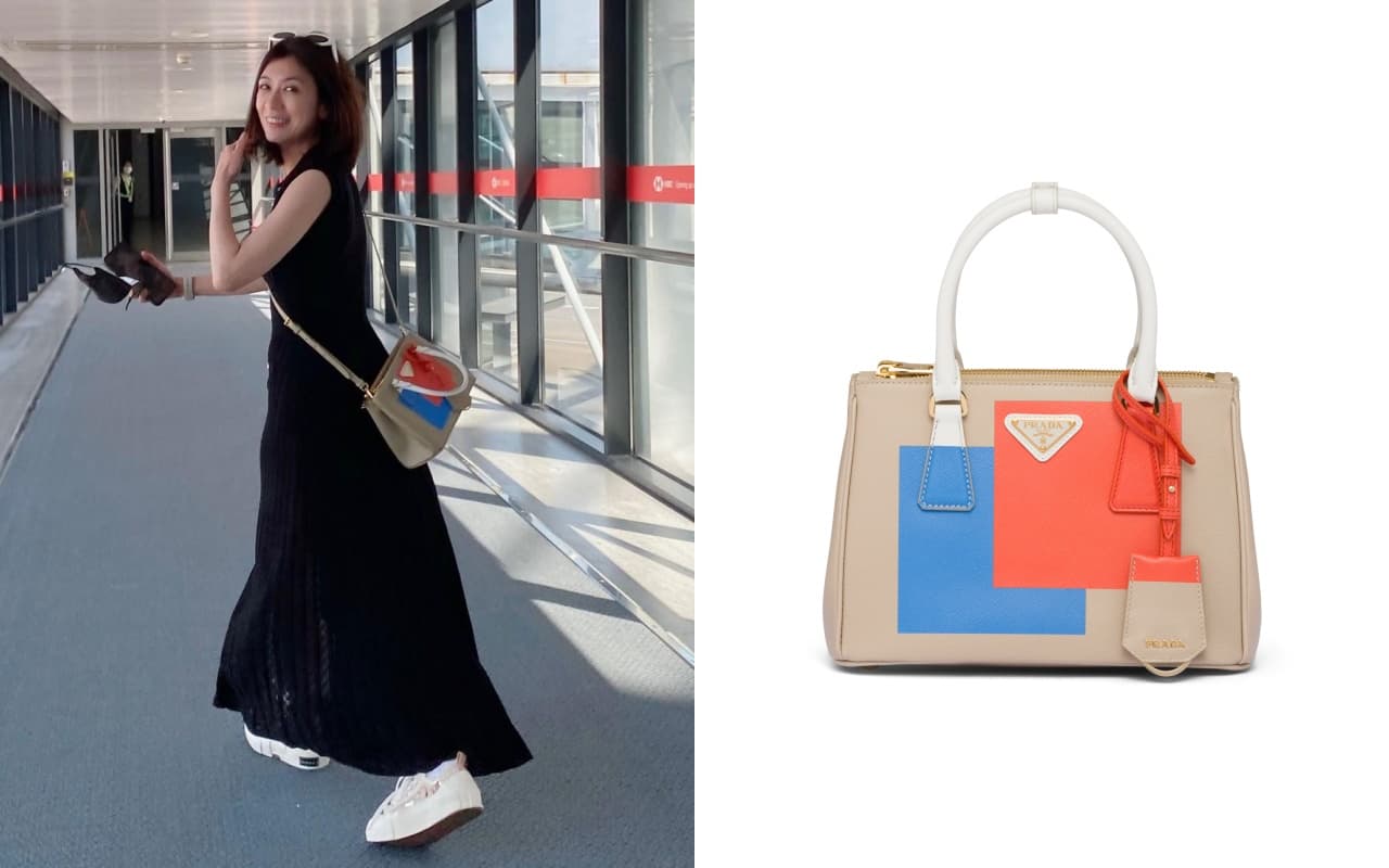 賈靜雯背著Galleria Saffiano皮革特別版包款。NT$240,000(翻攝自網路、PRADA提供)