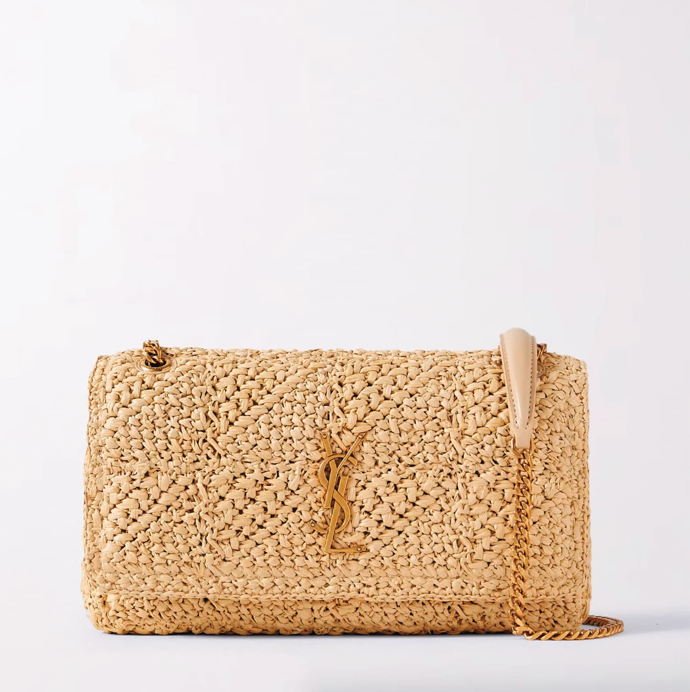 Saint Laurent拉菲草鈎針金鍊包。NT$90,900(翻攝自Farfetch)