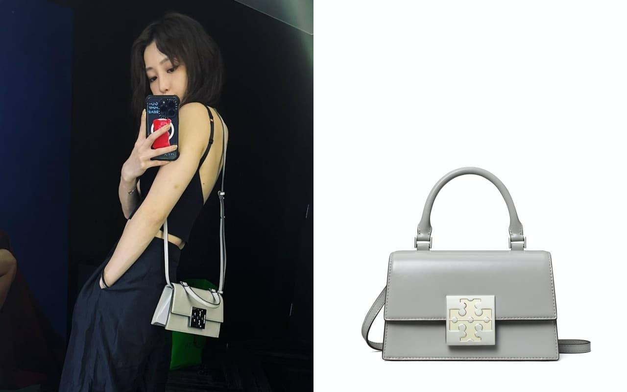 謝欣穎的同款Bon Bon雲朵灰色迷你手提包。NT$15,900(TORY BURCH提供)