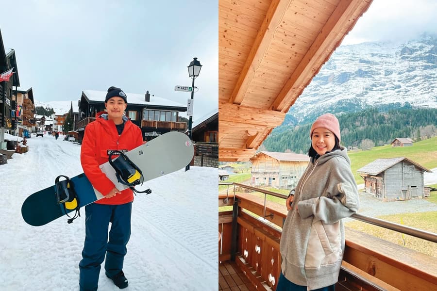 今年3月,楊子力(左圖)帶著李佳穎(右圖)到瑞士旅遊滑雪。(翻攝自liliyoyoyo、李佳穎IG)