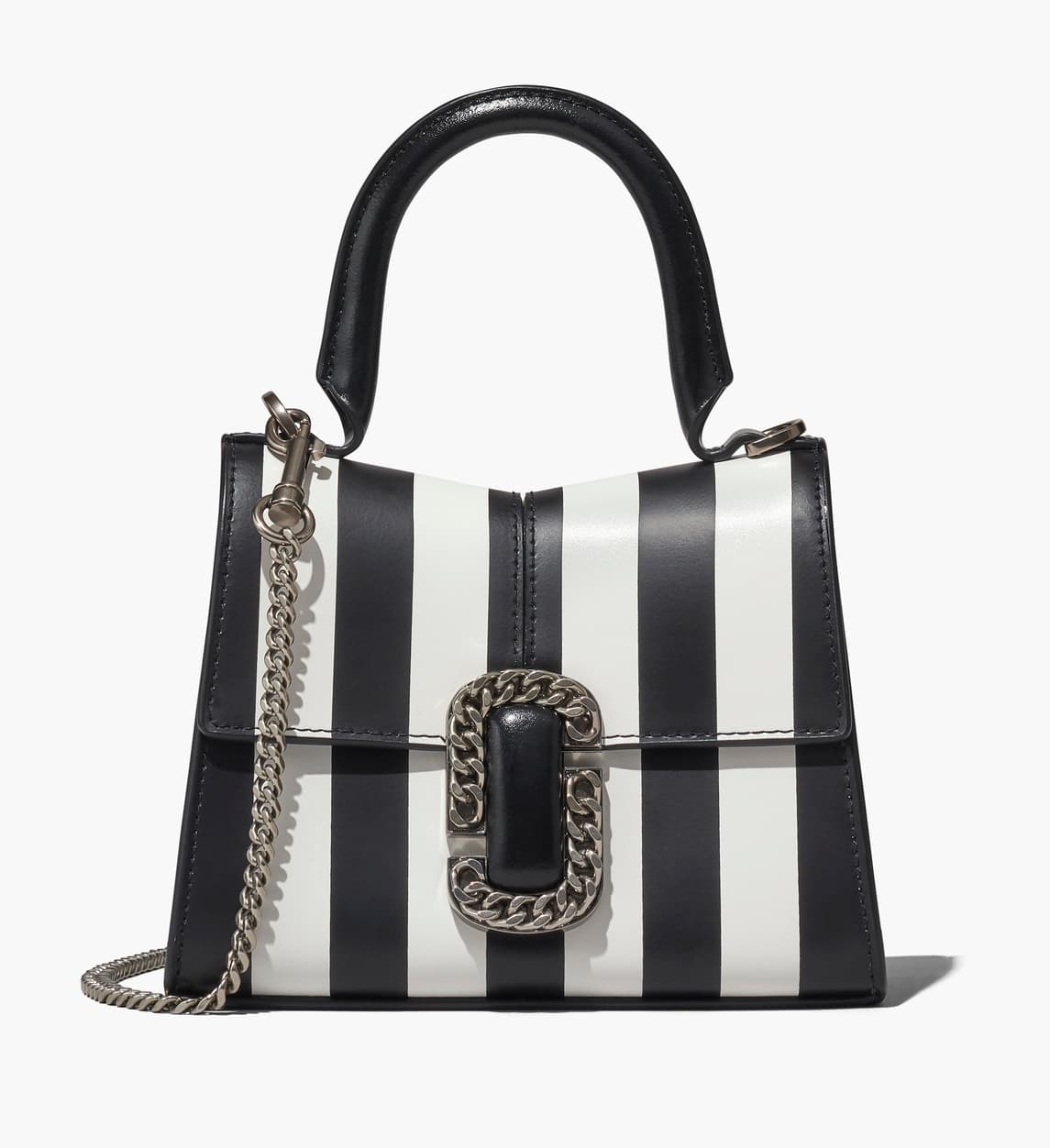 Marc Jacobs黑白條紋皮革St. Marc肩揹包,NT$21,900。(俊思提供)