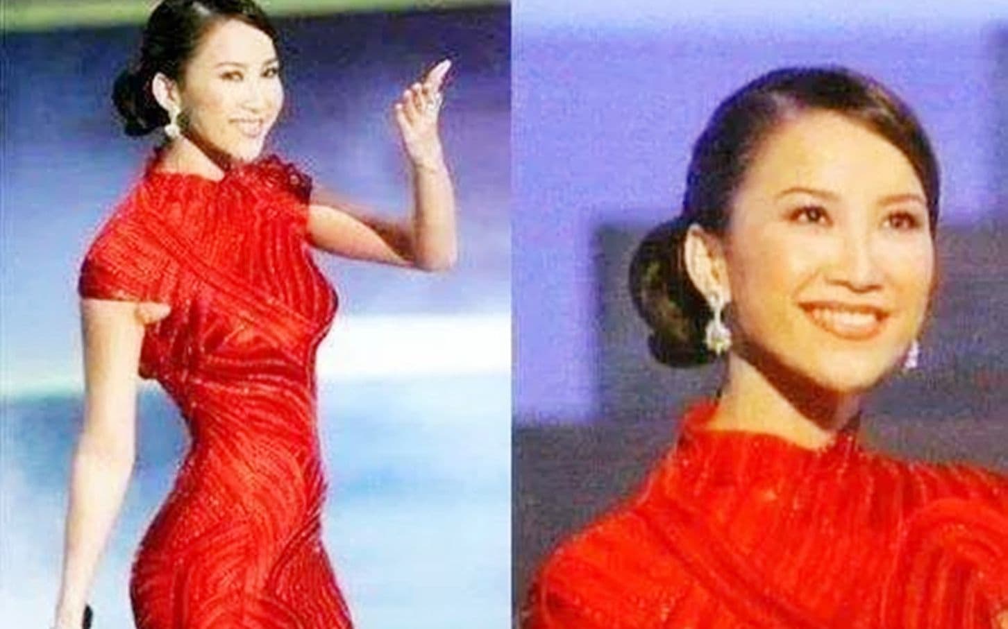 2001年3月,李玟穿著21吋腰身紅旗袍站上奧斯卡頒獎典禮舞台,是首位登上奧斯卡獻唱的華裔女歌手。(網路圖片)