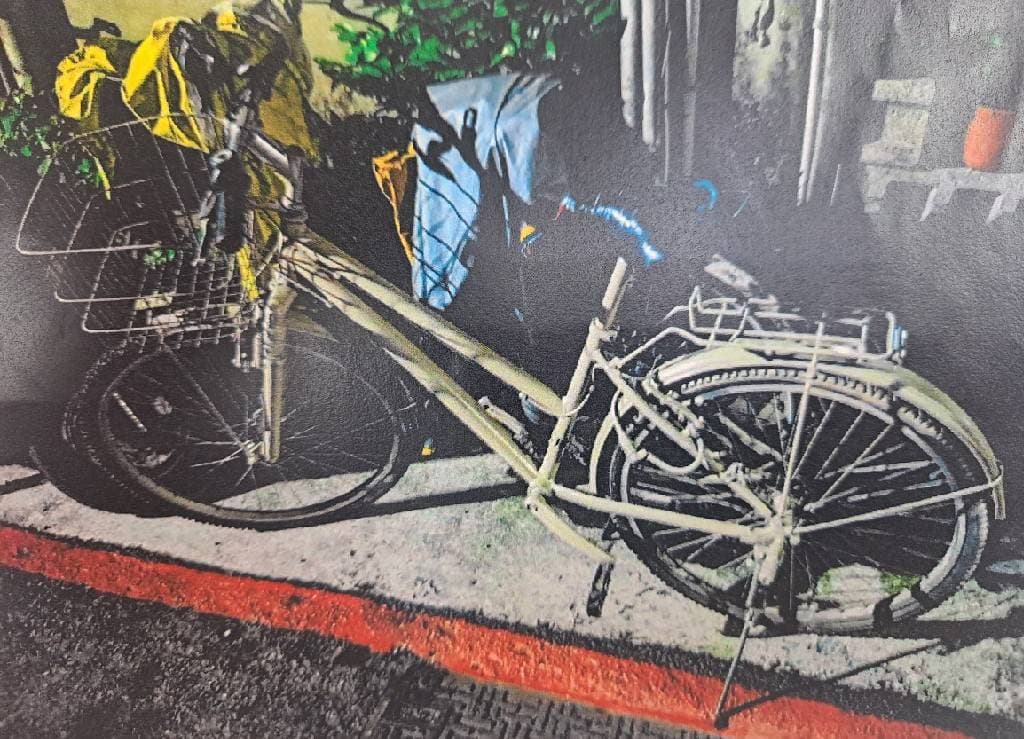 車主日前牽車時發現單車竟被噴漆改色成黃色,氣得報警。(翻攝畫面)