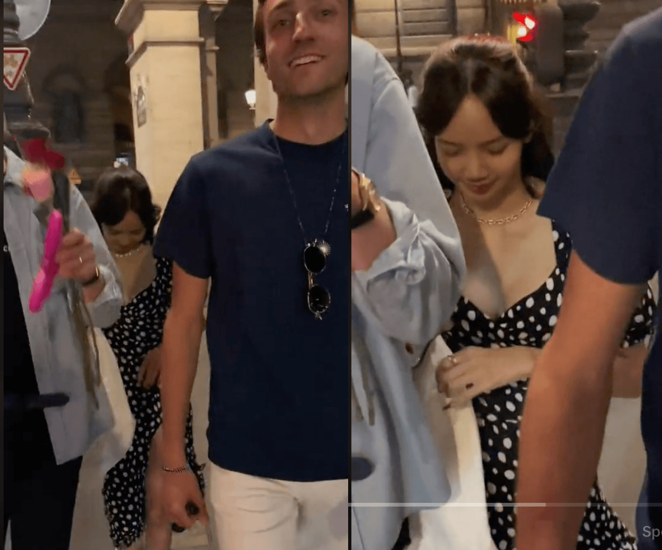 網友拍到弗雷德里克阿爾諾和Lisa,男方紳士地在前面隔開鏡頭。(網路圖片)