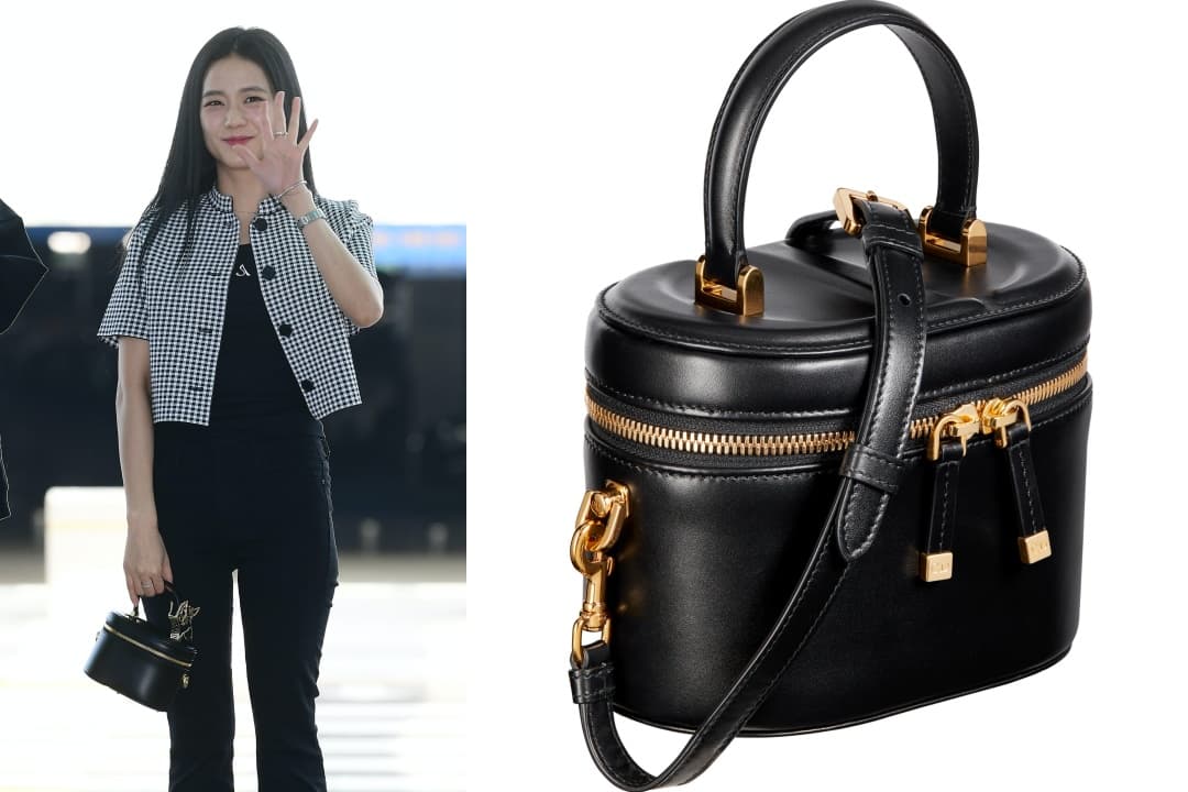 Jisoo的CD SIGNATURE黑色小牛皮小型化妝包。NT$86,000(DIOR提供)