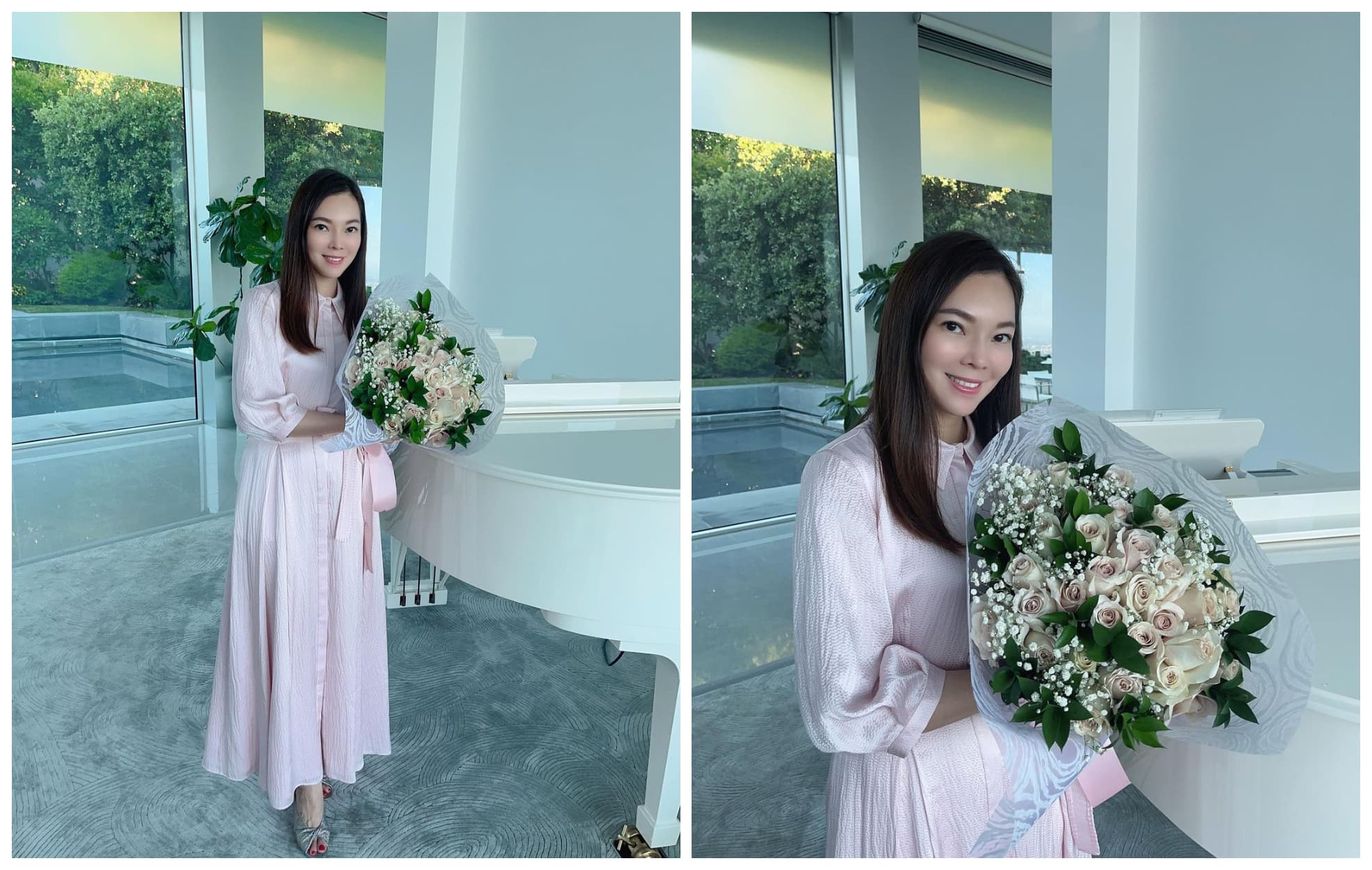玫瑰花束是郭台銘跨海送的結婚15週年禮物。(翻攝曾馨瑩IG)