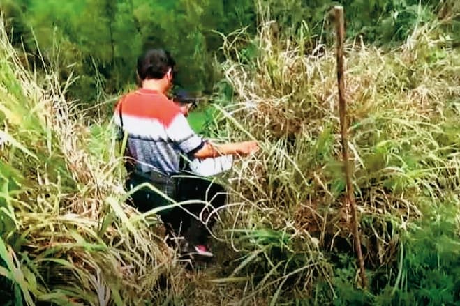 警方根據共犯供述搜山,找到已成白骨的死者。(翻攝畫面)