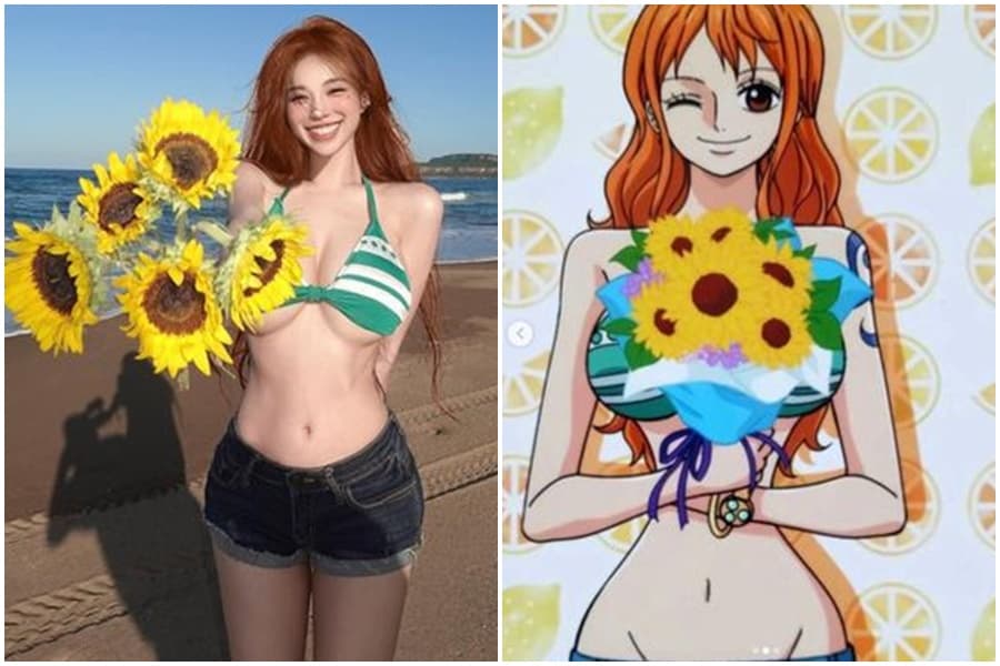 網紅黃琳完美詮釋性感的娜美,引發網友暴動。(翻攝自黃琳IG)